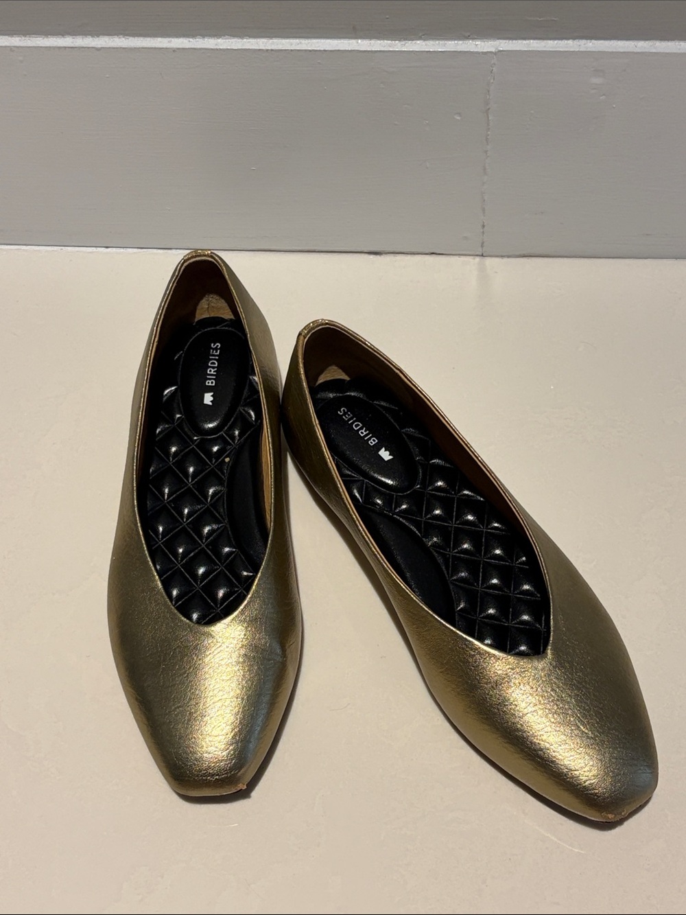 Birdies “Crane” Metallic Gold Leather Flats size 6.5
